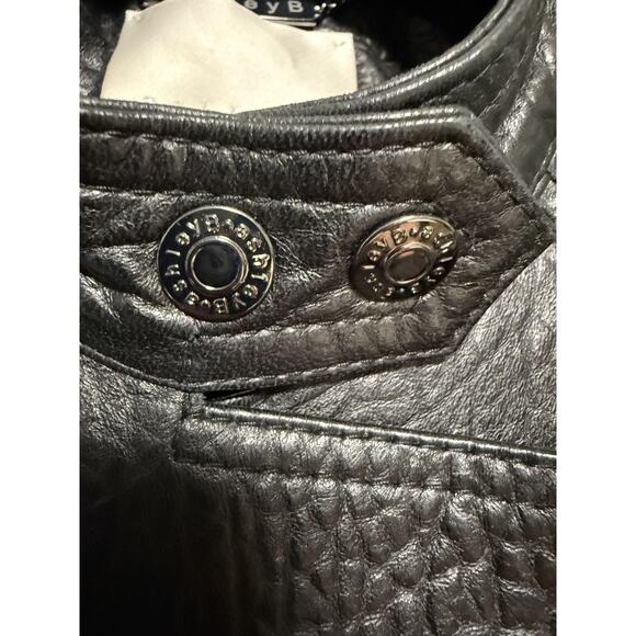 Ashley B Jacket Womens XS Black Mixed Media Leather Moto Asym Zip Sheer Sleeves - Picture 5 of 15